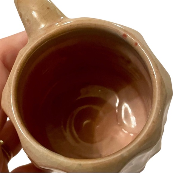 Studio Pottery Signed Coffee Mugs Glossy Glaze Light Brown Textured MCM - Picture 5 of 11